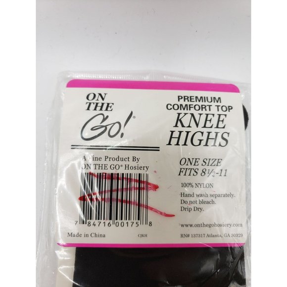 On The Go‎ Premium Comfort Top Black Knee Highs One Size Fits Most - Picture 3 of 8
